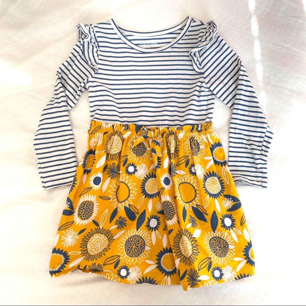 4T | CAT & JACK  Striped Long Sleeve Floral Dress
